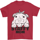 Staffy Mom Funny Staffordshirt Terrier Mens T-Shirt 100% Cotton Red