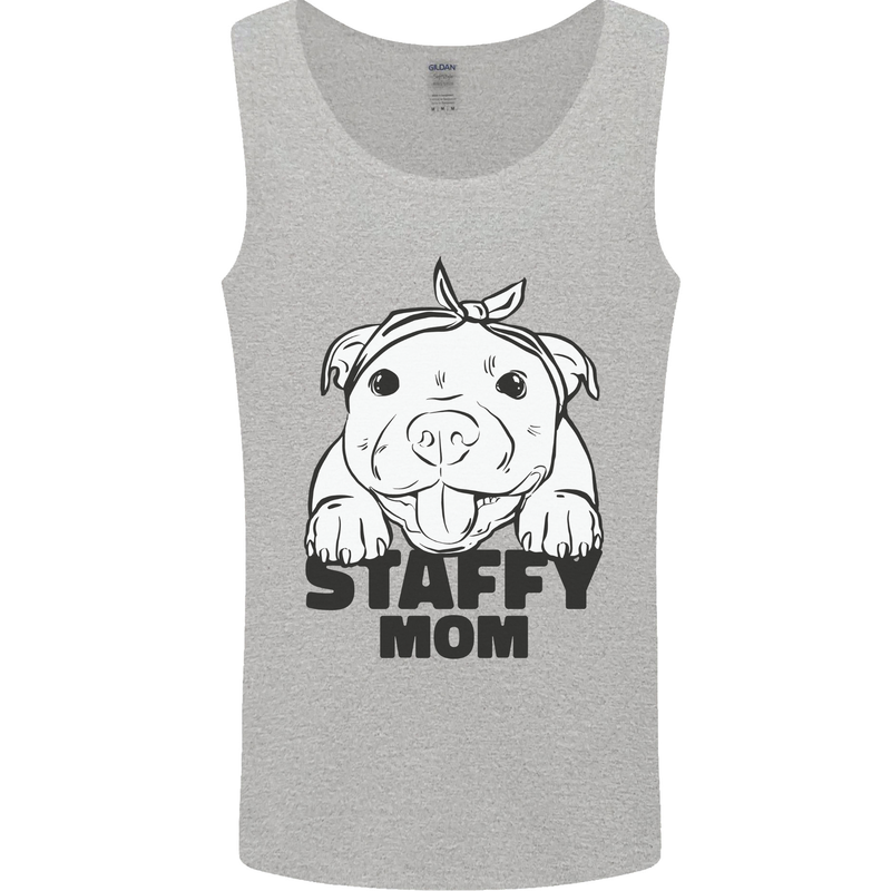 Staffy Mom Funny Staffordshirt Terrier Mens Vest Tank Top Sports Grey