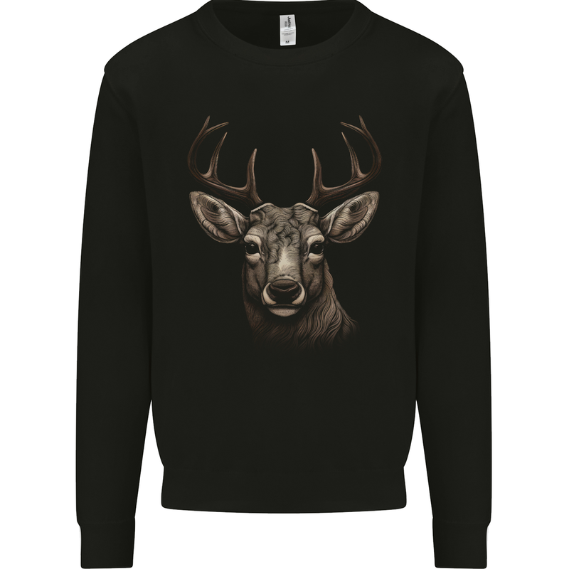 Stag Deer Mens Sweatshirt Jumper Black