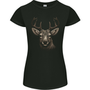 Stag Deer Womens Petite Cut T-Shirt Black