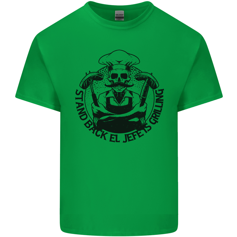 Stand Back El Jefe is Grilling Funny BBQ Skull Mens Cotton T-Shirt Tee Top Irish Green