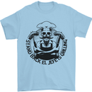 Stand Back El Jefe is Grilling Funny BBQ Skull Mens T-Shirt 100% Cotton Light Blue