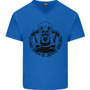 Stand Back El Jefe is Grilling Funny BBQ Skull Mens V-Neck Cotton T-Shirt Royal Blue