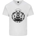 Stand Back El Jefe is Grilling Funny BBQ Skull Mens V-Neck Cotton T-Shirt White