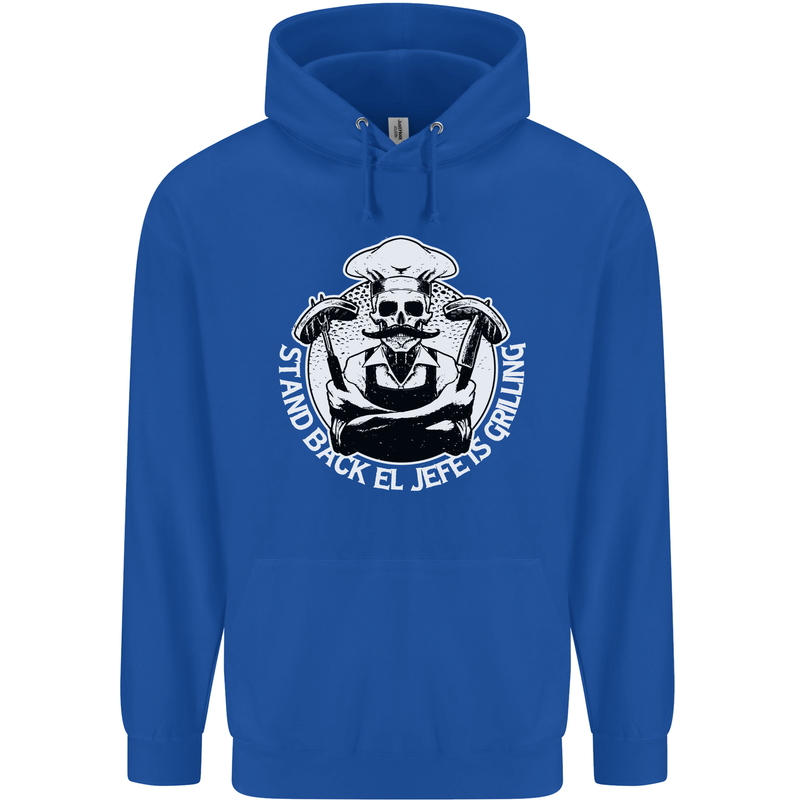 Stand Back El Jefe is Grilling Funny Skull BBQ Childrens Kids Hoodie Royal Blue