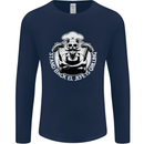 Stand Back El Jefe is Grilling Funny Skull BBQ Mens Long Sleeve T-Shirt Navy Blue