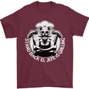 Stand Back El Jefe is Grilling Funny Skull BBQ Mens T-Shirt 100% Cotton Maroon
