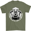 Stand Back El Jefe is Grilling Funny Skull BBQ Mens T-Shirt 100% Cotton Military Green