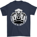 Stand Back El Jefe is Grilling Funny Skull BBQ Mens T-Shirt 100% Cotton Navy Blue