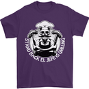 Stand Back El Jefe is Grilling Funny Skull BBQ Mens T-Shirt 100% Cotton Purple