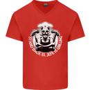 Stand Back El Jefe is Grilling Funny Skull BBQ Mens V-Neck Cotton T-Shirt Red