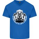 Stand Back El Jefe is Grilling Funny Skull BBQ Mens V-Neck Cotton T-Shirt Royal Blue