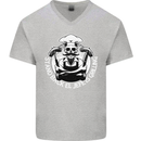 Stand Back El Jefe is Grilling Funny Skull BBQ Mens V-Neck Cotton T-Shirt Sports Grey