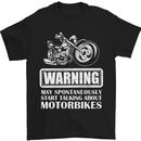 a black t - shirt with a motorcycle saying warning