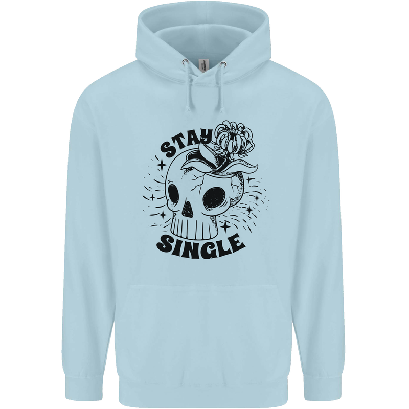 Stay Single Anti Valentines Singles Day Skull Childrens Kids Hoodie Light Blue