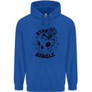 Stay Single Anti Valentines Singles Day Skull Childrens Kids Hoodie Royal Blue