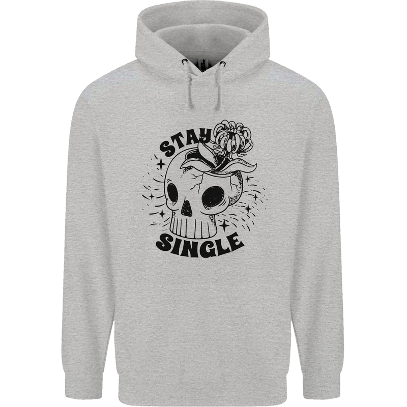 Stay Single Anti Valentines Singles Day Skull Childrens Kids Hoodie Sports Grey