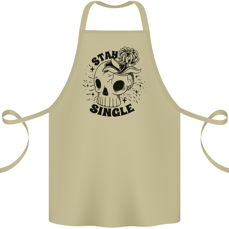 Stay Single Anti Valentines Singles Day Skull Cotton Apron 100% Organic Khaki