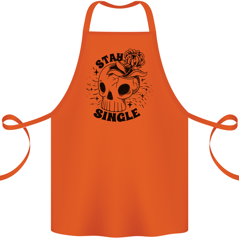 Stay Single Anti Valentines Singles Day Skull Cotton Apron 100% Organic Orange