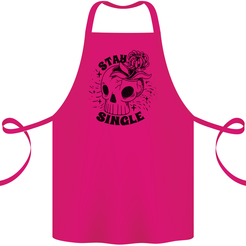 Stay Single Anti Valentines Singles Day Skull Cotton Apron 100% Organic Pink