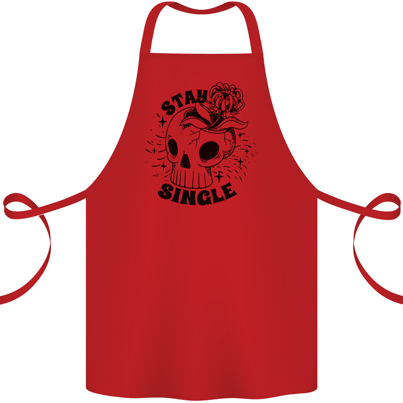Stay Single Anti Valentines Singles Day Skull Cotton Apron 100% Organic Red