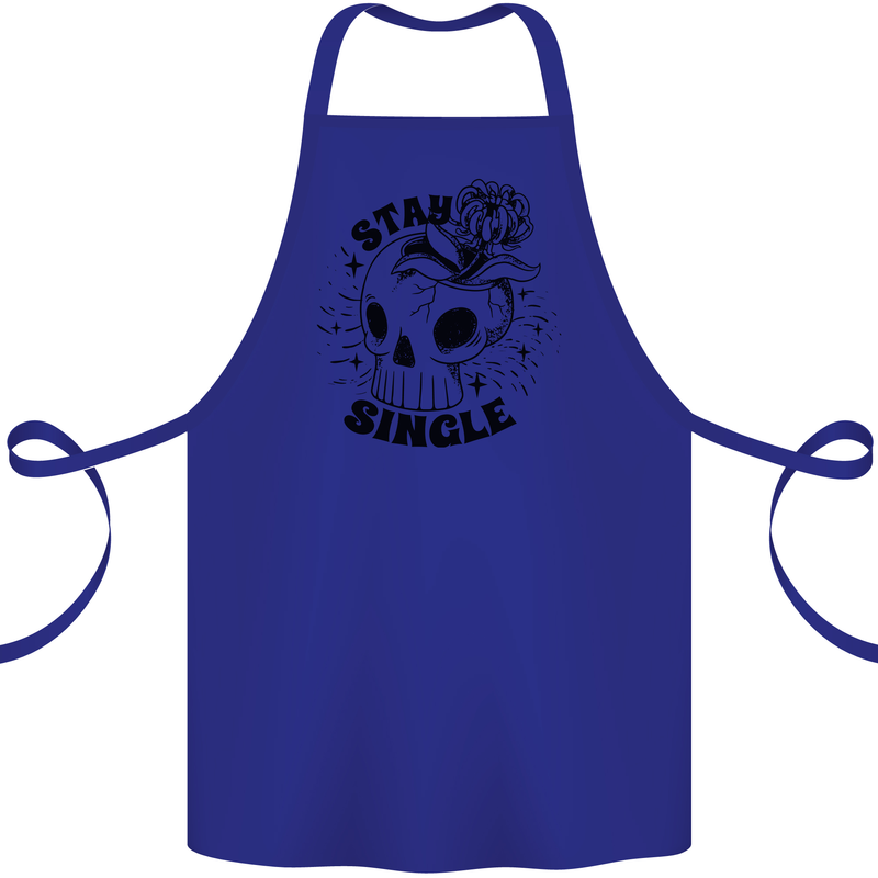 Stay Single Anti Valentines Singles Day Skull Cotton Apron 100% Organic Royal Blue