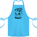 Stay Single Anti Valentines Singles Day Skull Cotton Apron 100% Organic Turquoise