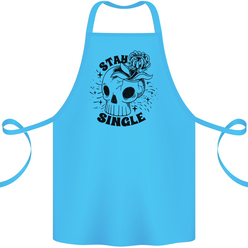 Stay Single Anti Valentines Singles Day Skull Cotton Apron 100% Organic Turquoise