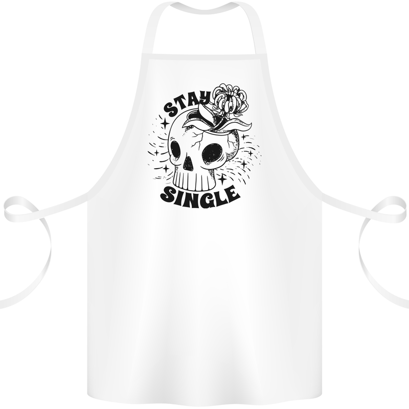 Stay Single Anti Valentines Singles Day Skull Cotton Apron 100% Organic White