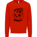 Stay Single Anti Valentines Singles Day Skull Kids Sweatshirt Jumper Bright Red