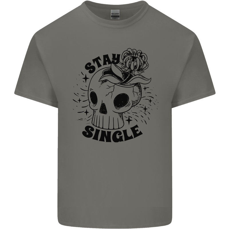 Stay Single Anti Valentines Singles Day Skull Kids T-Shirt Childrens Charcoal