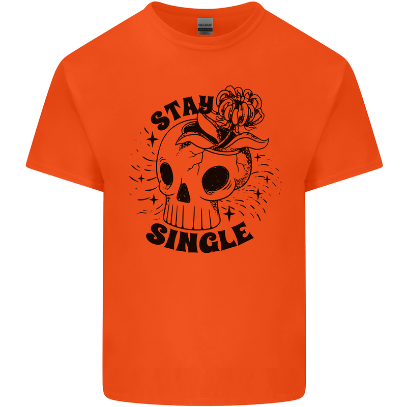 Stay Single Anti Valentines Singles Day Skull Kids T-Shirt Childrens Orange
