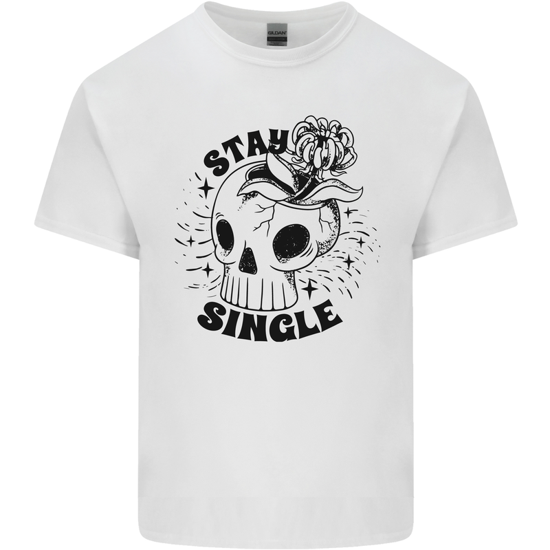 Stay Single Anti Valentines Singles Day Skull Kids T-Shirt Childrens White