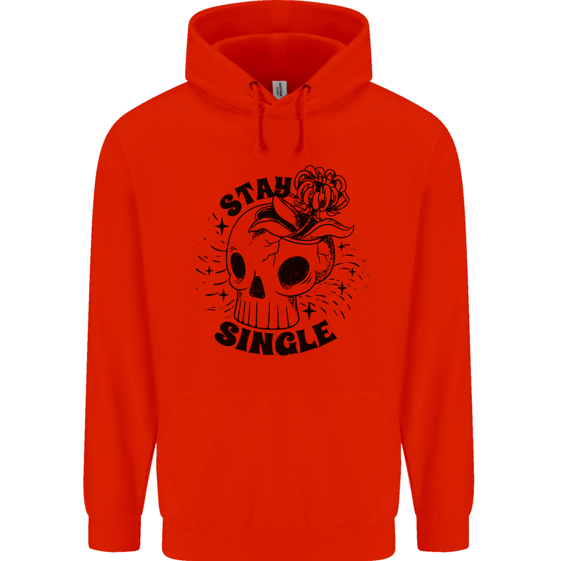 Stay Single Anti Valentines Singles Day Skull Mens 80% Cotton Hoodie Bright Red