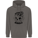 Stay Single Anti Valentines Singles Day Skull Mens 80% Cotton Hoodie Charcoal