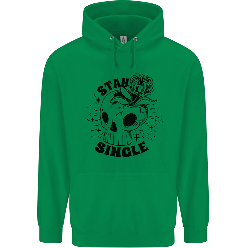 Stay Single Anti Valentines Singles Day Skull Mens 80% Cotton Hoodie Irish Green