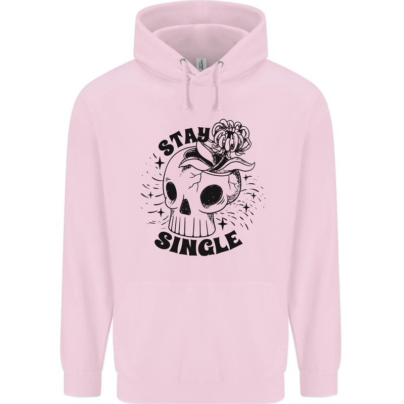 Stay Single Anti Valentines Singles Day Skull Mens 80% Cotton Hoodie Light Pink