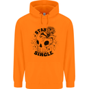 Stay Single Anti Valentines Singles Day Skull Mens 80% Cotton Hoodie Orange