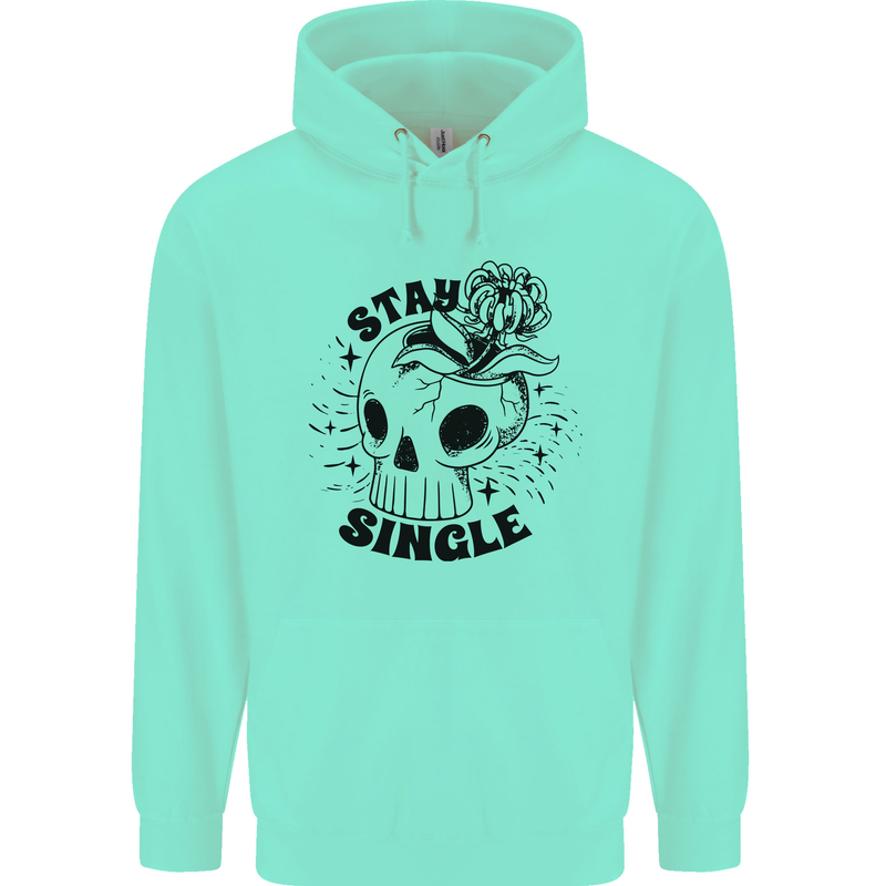 Stay Single Anti Valentines Singles Day Skull Mens 80% Cotton Hoodie Peppermint