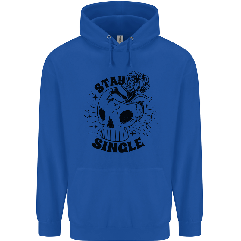 Stay Single Anti Valentines Singles Day Skull Mens 80% Cotton Hoodie Royal Blue