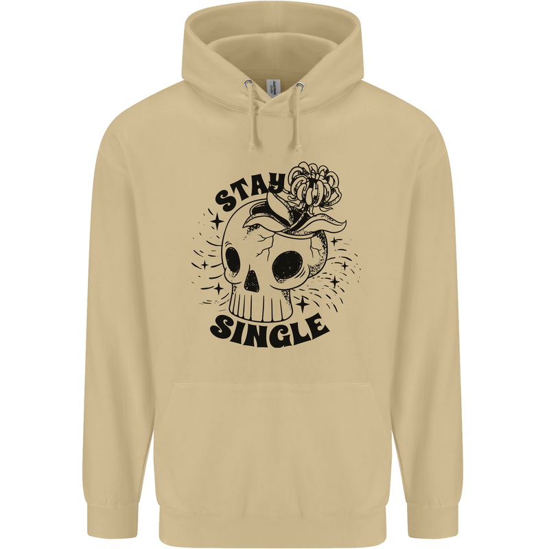 Stay Single Anti Valentines Singles Day Skull Mens 80% Cotton Hoodie Sand
