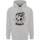 Stay Single Anti Valentines Singles Day Skull Mens 80% Cotton Hoodie Sports Grey
