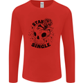 Stay Single Anti Valentines Singles Day Skull Mens Long Sleeve T-Shirt Red