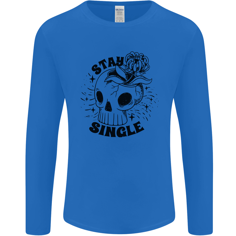 Stay Single Anti Valentines Singles Day Skull Mens Long Sleeve T-Shirt Royal Blue