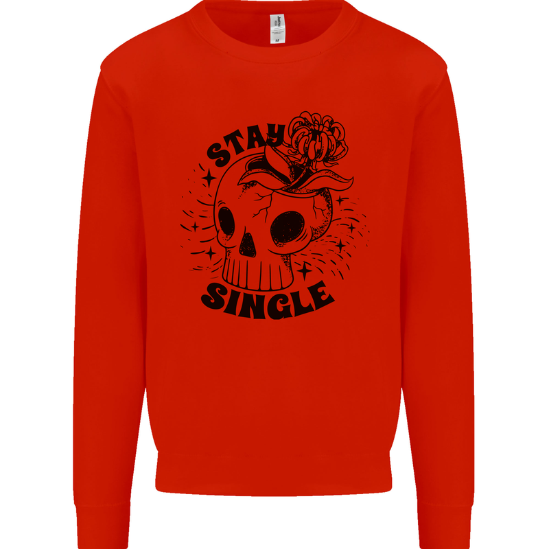 Stay Single Anti Valentines Singles Day Skull Mens Sweatshirt Jumper Bright Red