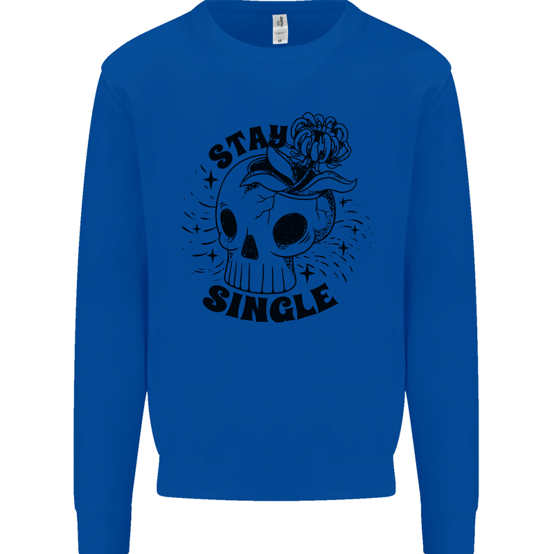 Stay Single Anti Valentines Singles Day Skull Mens Sweatshirt Jumper Royal Blue