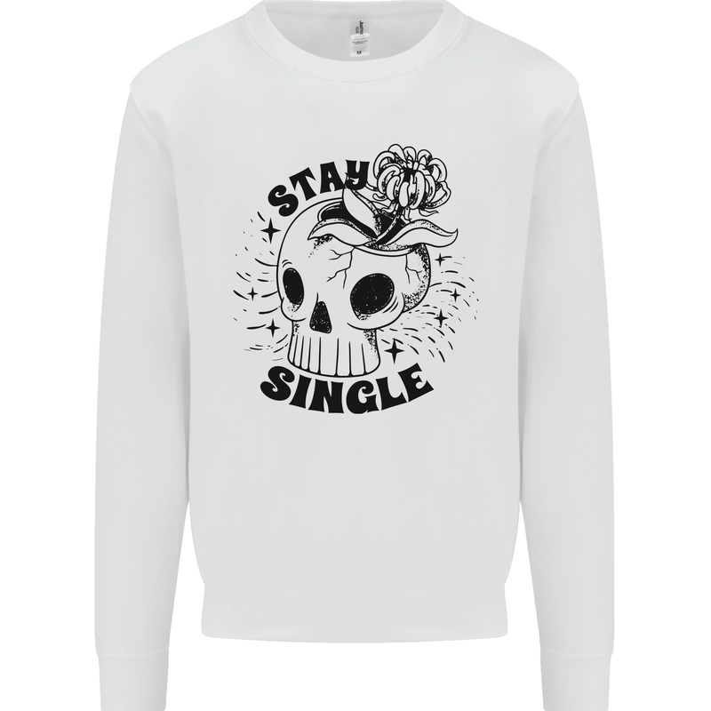 Stay Single Anti Valentines Singles Day Skull Mens Sweatshirt Jumper White