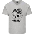 Stay Single Anti Valentines Singles Day Skull Mens V-Neck Cotton T-Shirt Sports Grey