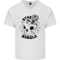 Stay Single Anti Valentines Singles Day Skull Mens V-Neck Cotton T-Shirt White