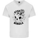 Stay Single Anti Valentines Singles Day Skull Mens V-Neck Cotton T-Shirt White